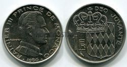 Монета 1 франк 1960 год Монако