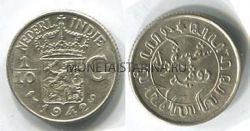 Монета 1/10 гульдена 1942 год Нидерланды (для Индии)