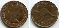 Монета 1 пенни 1964 года. Австралия