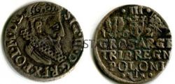 Монета серебряная 3 гроша 1622 года. Польша