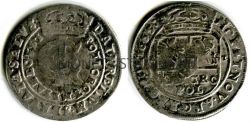 Монета серебряная гульден (30 грошей) 1665 года. Польша